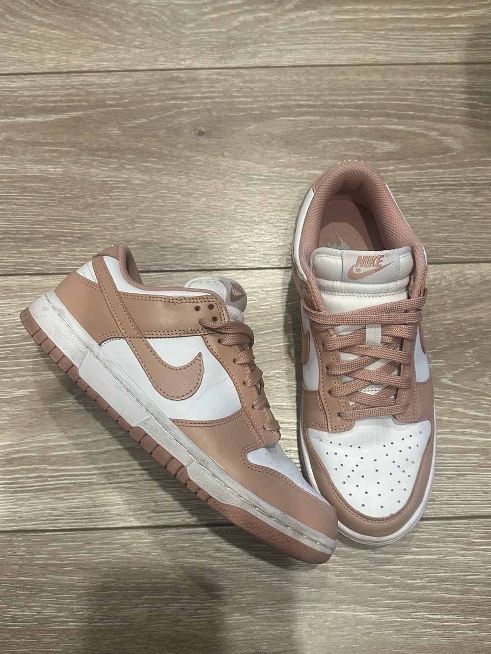 Nike Low-Top Sneakers in White & Blush Tan